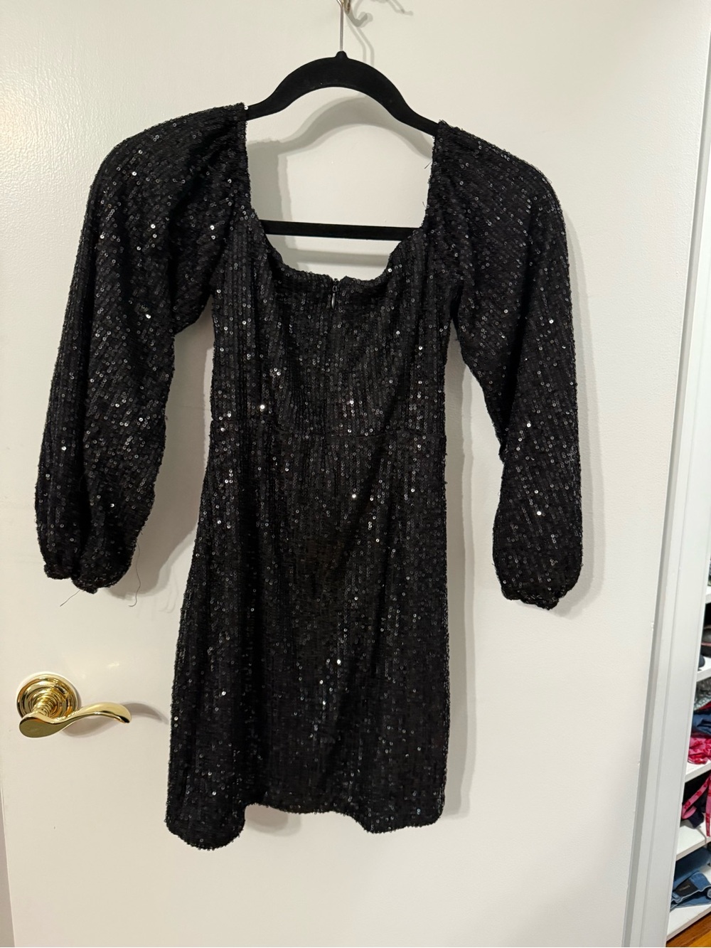 Lulu's Black Sequin Square Neck Mini Dress